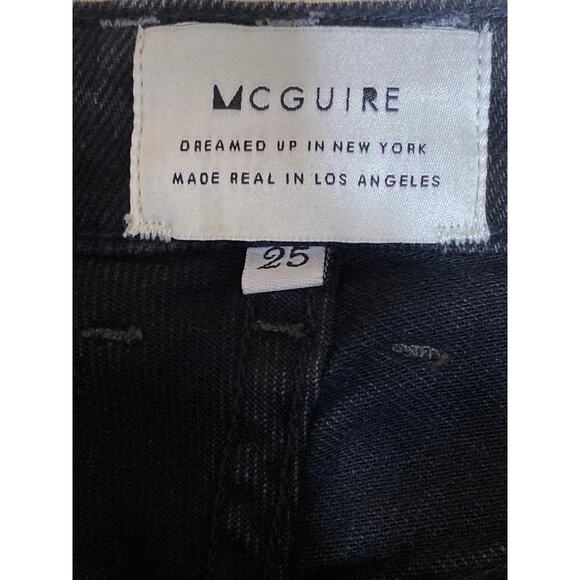 McGuire Women's Black Washed High Rise Slim Straight Leg Denim Jeans Size 25 - Picture 4 of 5
